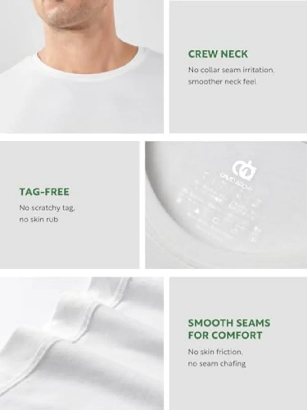 Men's Bamboo Rayon Breathable Crew Neck Undershirts - 3/5 Pack, Soft
